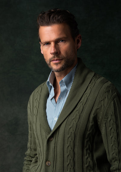 Dune Olive Heavy Knitted Cardigan