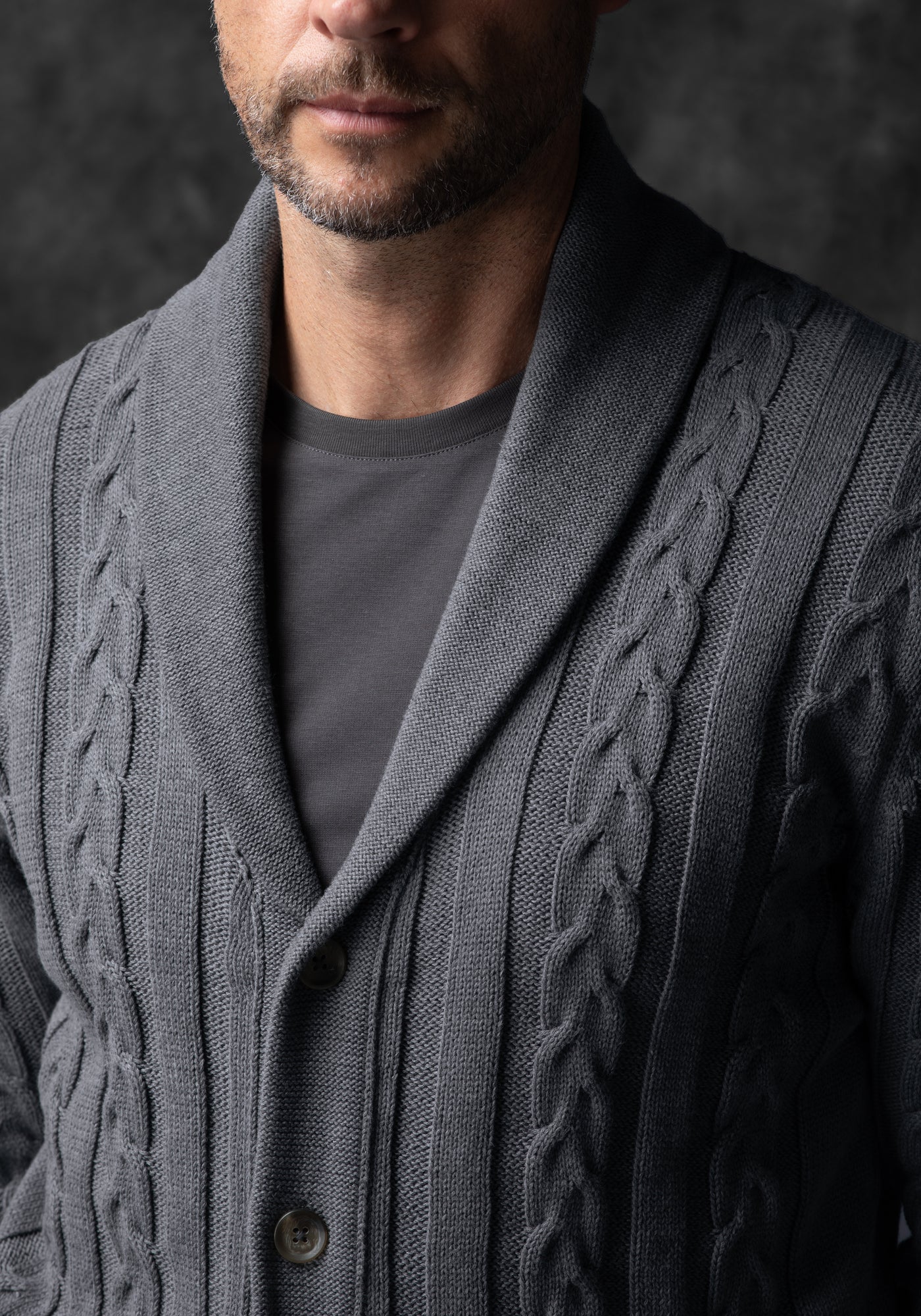 Flint Grey Heavy Knitted Cardigan