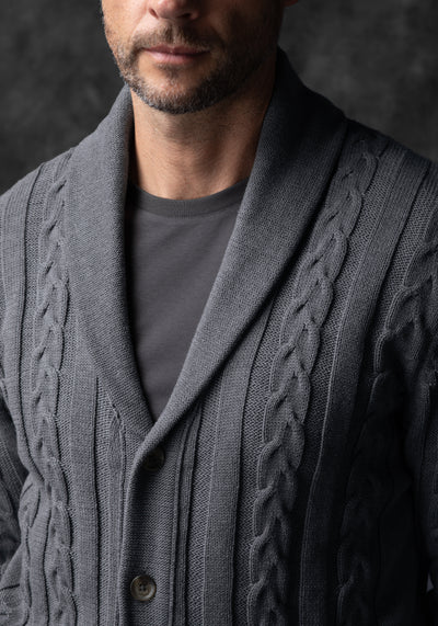 Flint Grey Heavy Knitted Cardigan