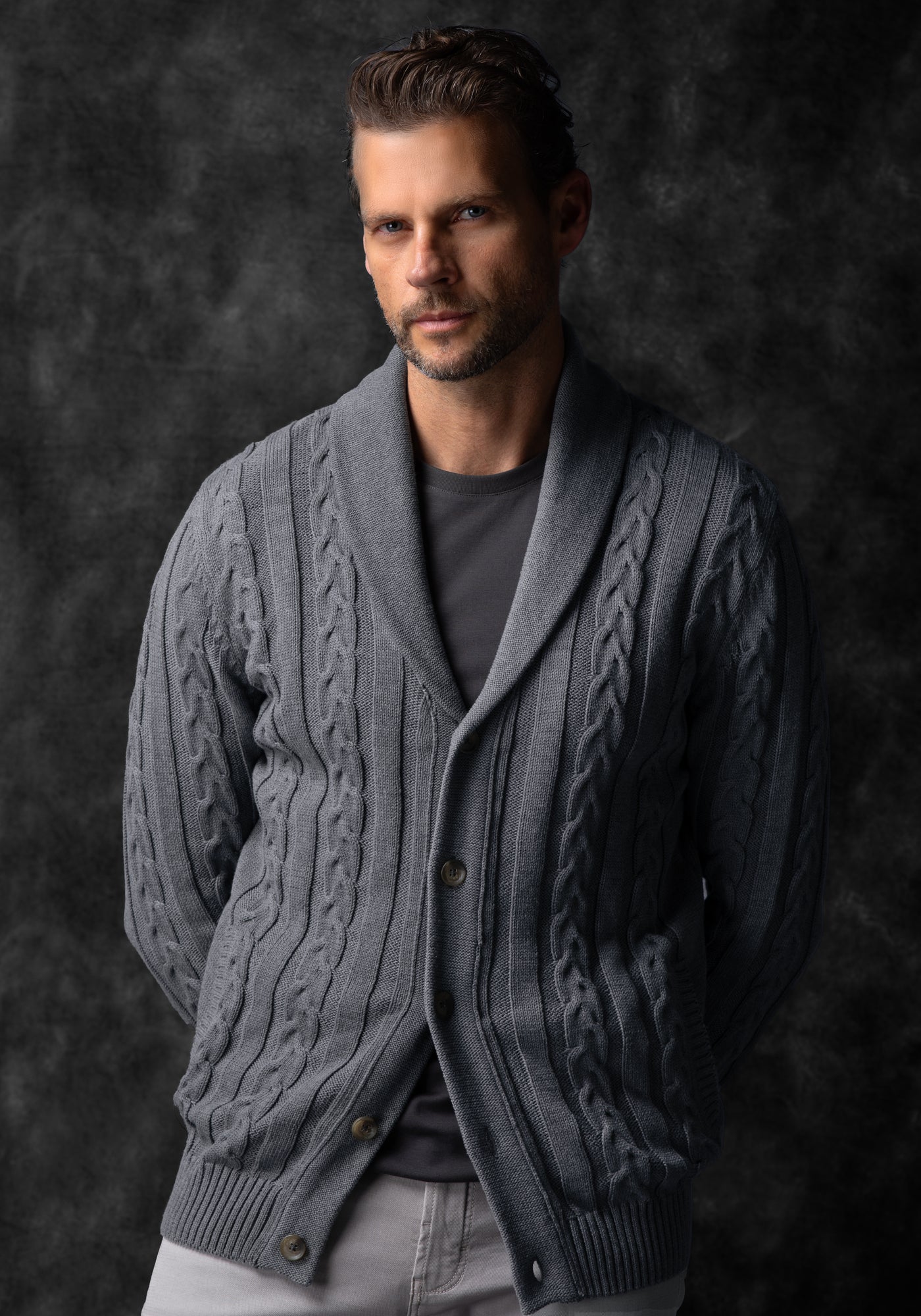 Flint Grey Heavy Knitted Cardigan