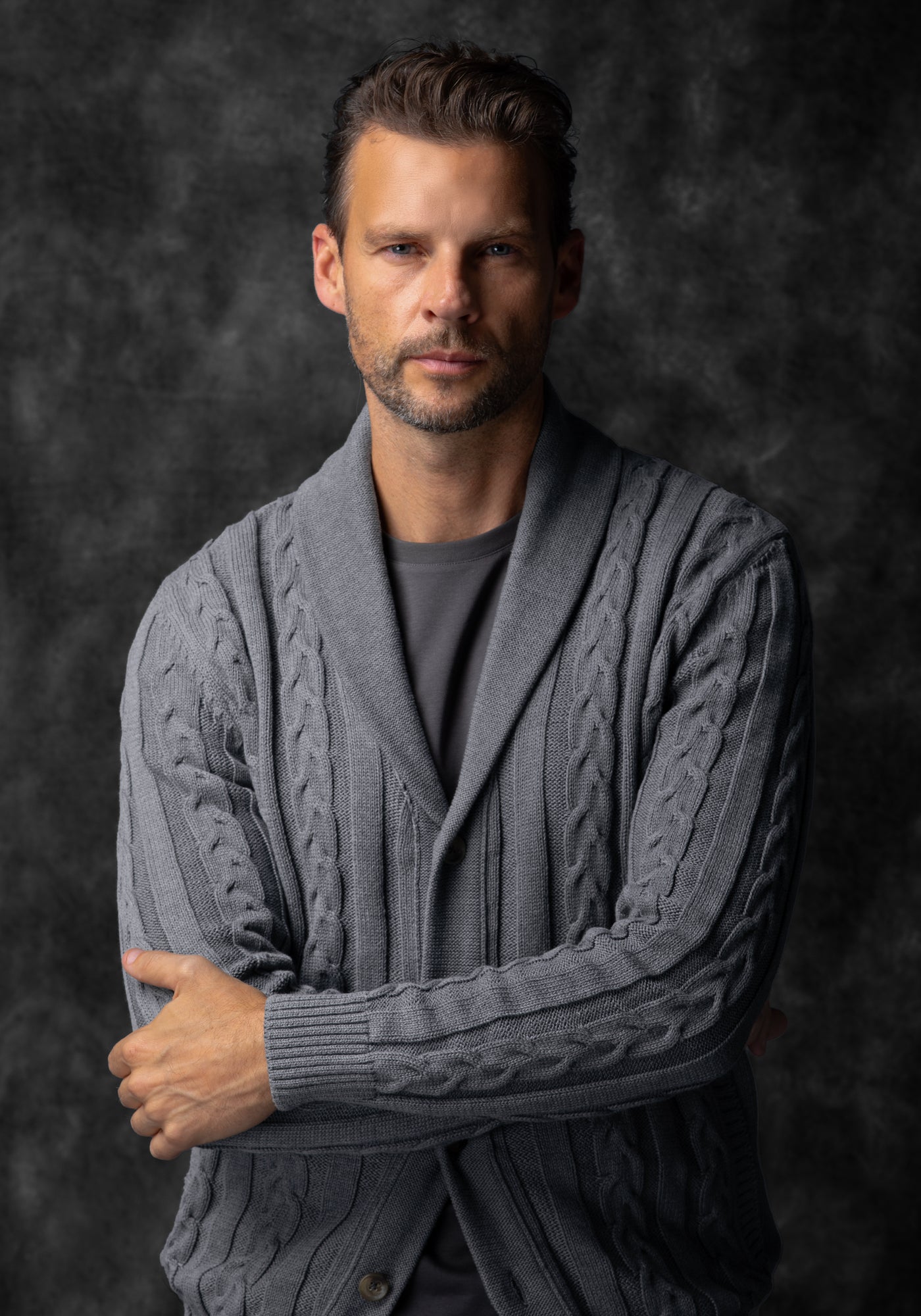 Flint Grey Heavy Knitted Cardigan