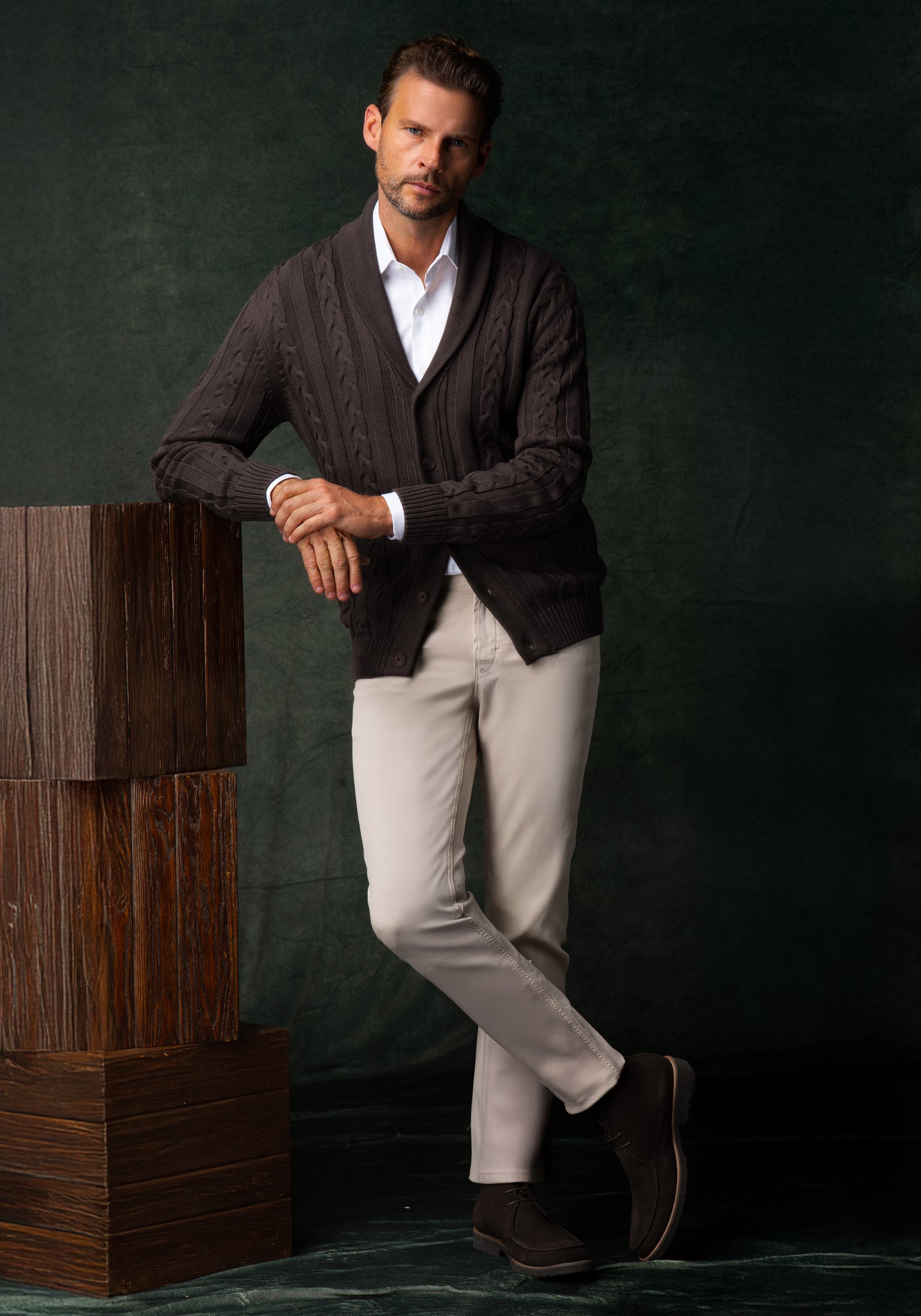 Umber Brown Heavy Knitted Cardigan