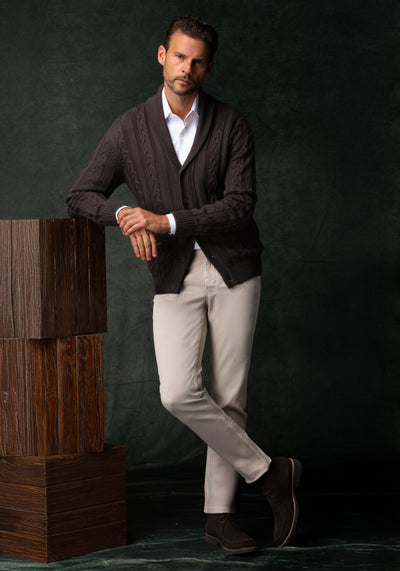 Umber Brown Heavy Knitted Cardigan