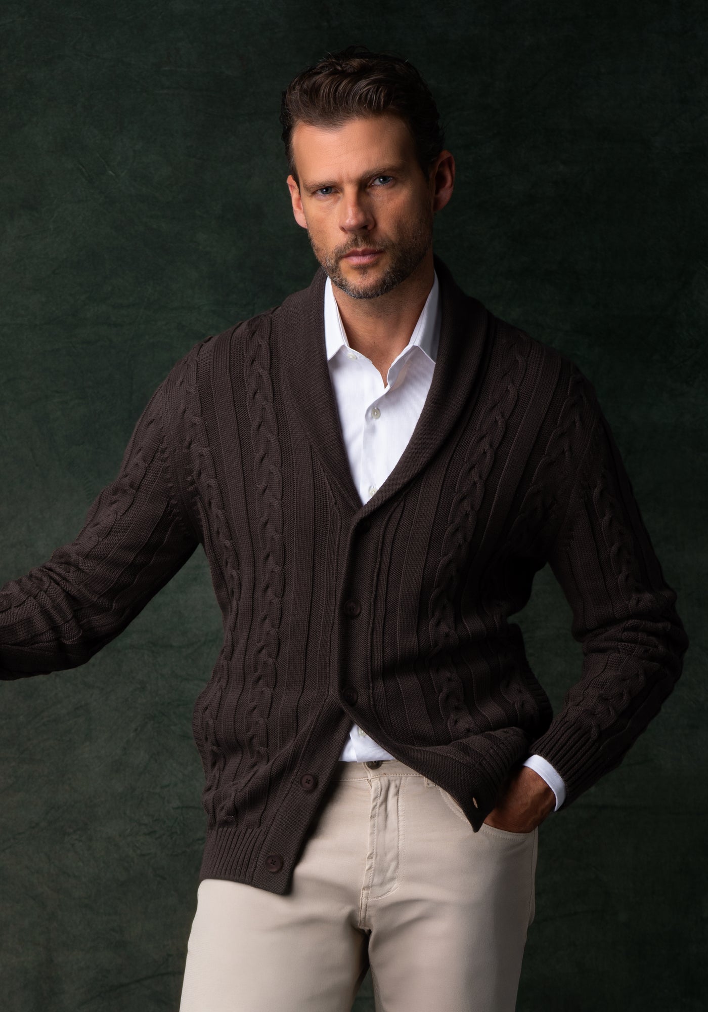 Umber Brown Heavy Knitted Cardigan