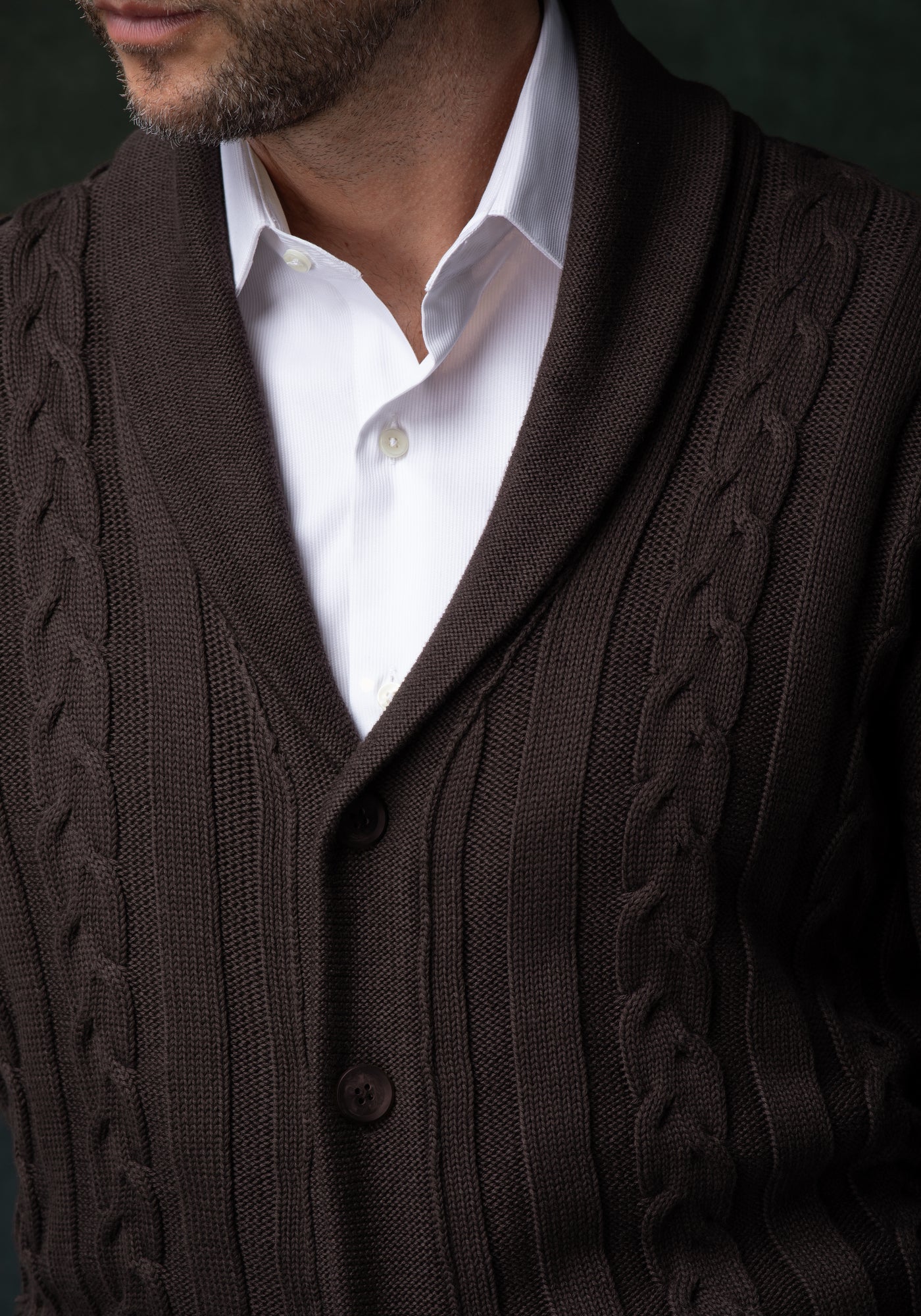 Umber Brown Heavy Knitted Cardigan