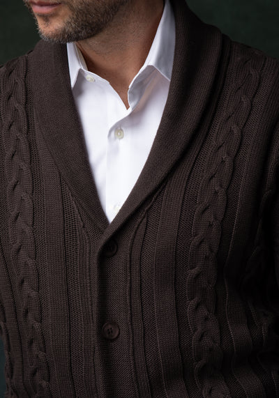 Umber Brown Heavy Knitted Cardigan