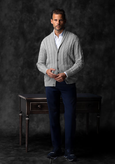 Mist Grey Heavy Knitted Cardigan