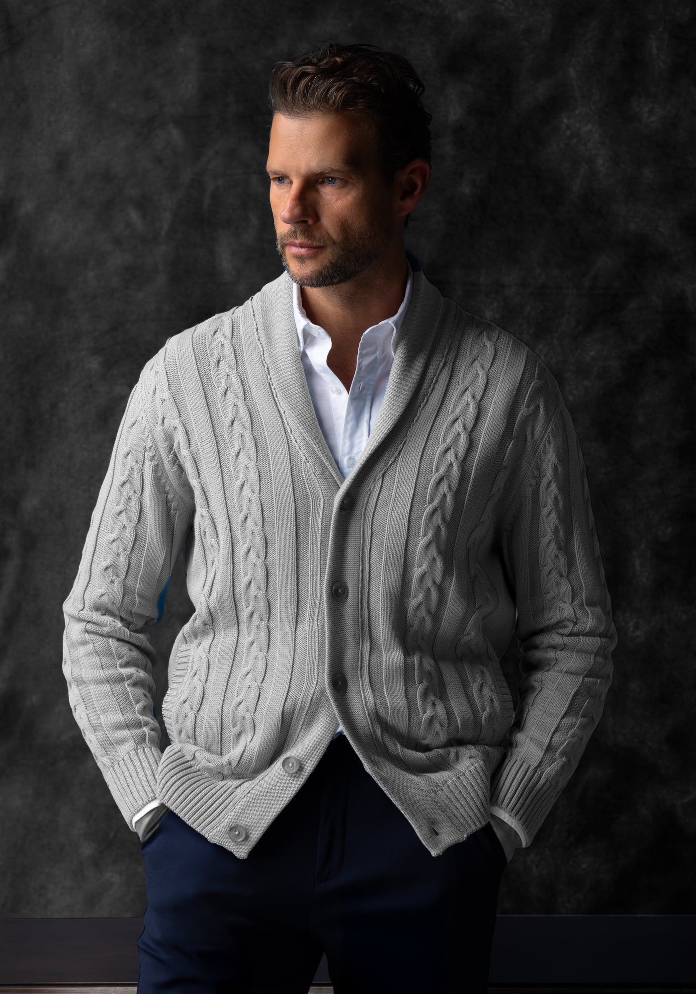 Mist Grey Heavy Knitted Cardigan