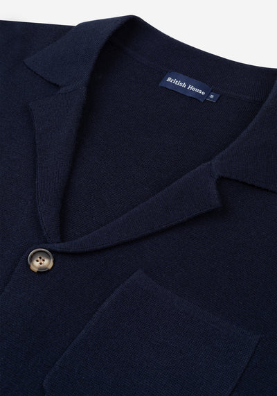Imperial Navy Merino Wool Blend Cardigan