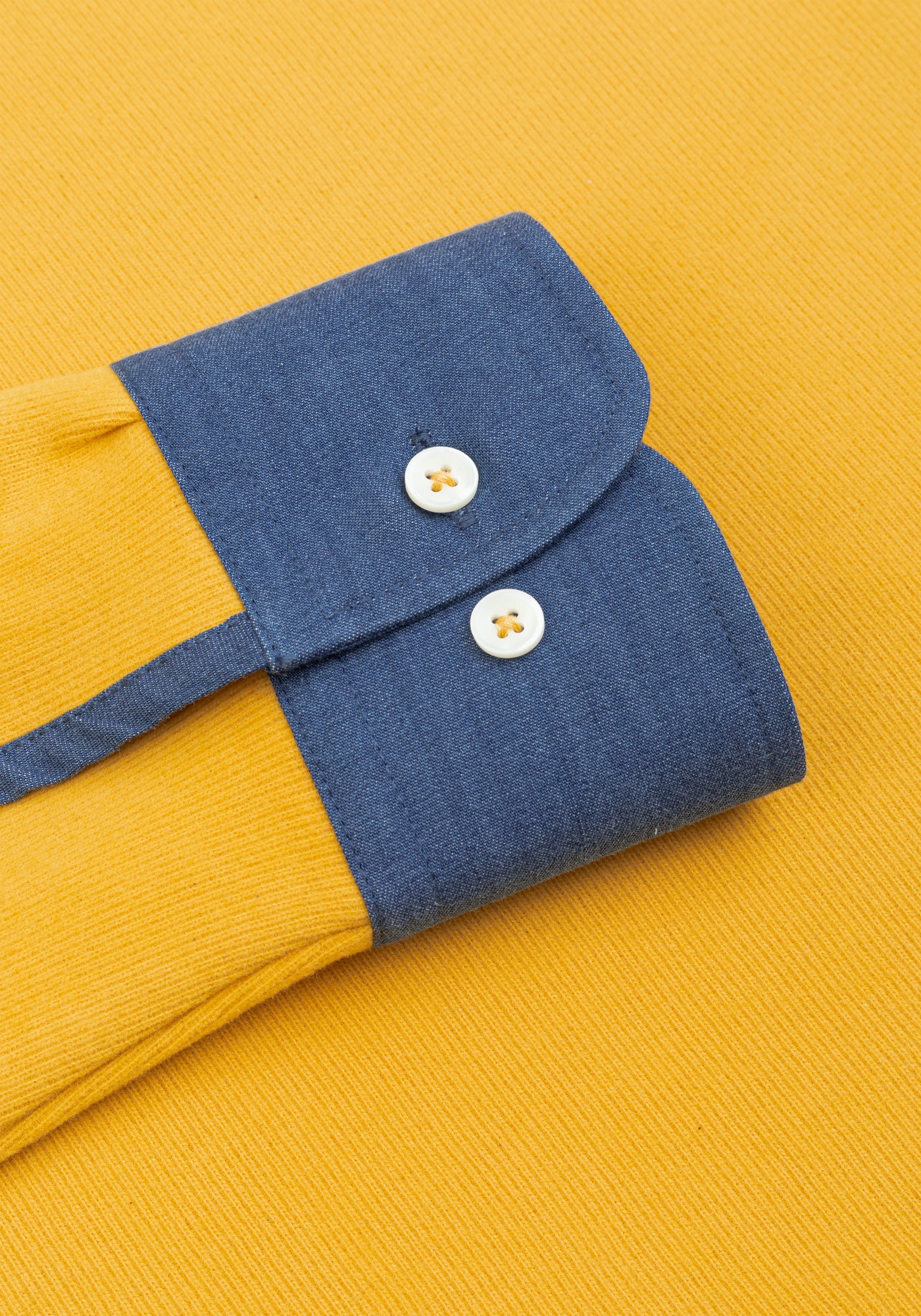Saffron Yellow Cotton Polo Shirt - Long Sleeve
