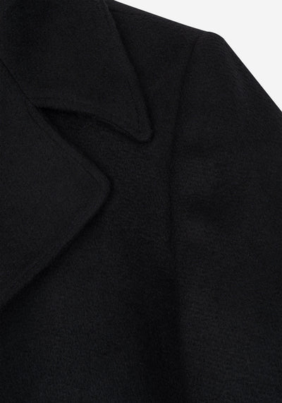 Shadow Black Double-Breasted Poly Coat