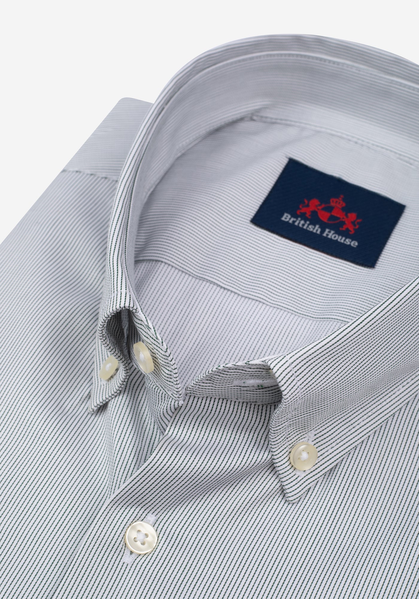 Deep Dark Olive Stripe Twill Shirt - Short Sleeve