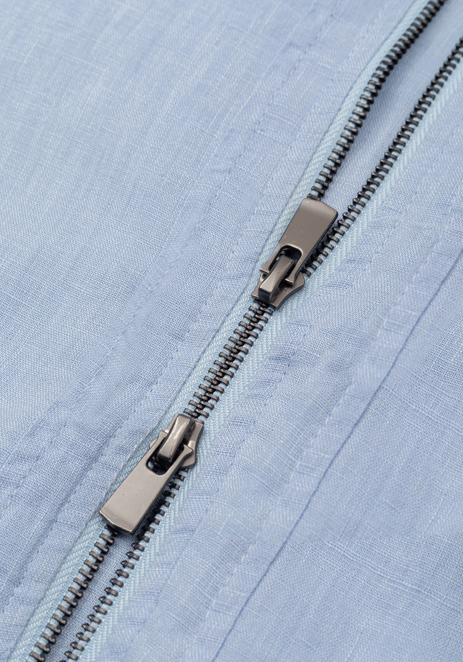 Halo Blue Pure Linen Double-Zip Jacket