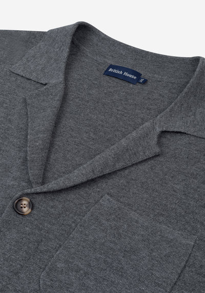 Eclipse Grey Merino Wool Blend Cardigan