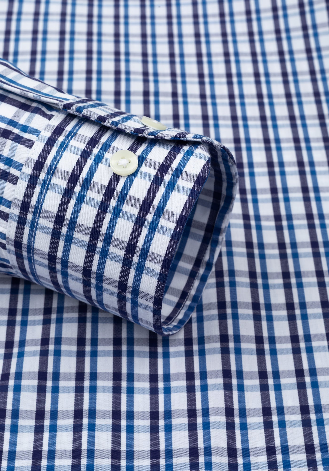 Deep Navy Checked Poplin Shirt