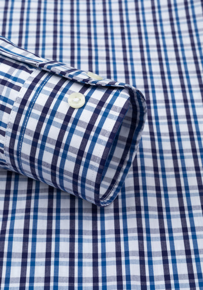 Deep Navy Checked Poplin Shirt