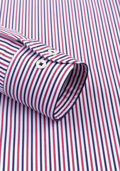 Blaze Red Navy Stripe Twill Shirt