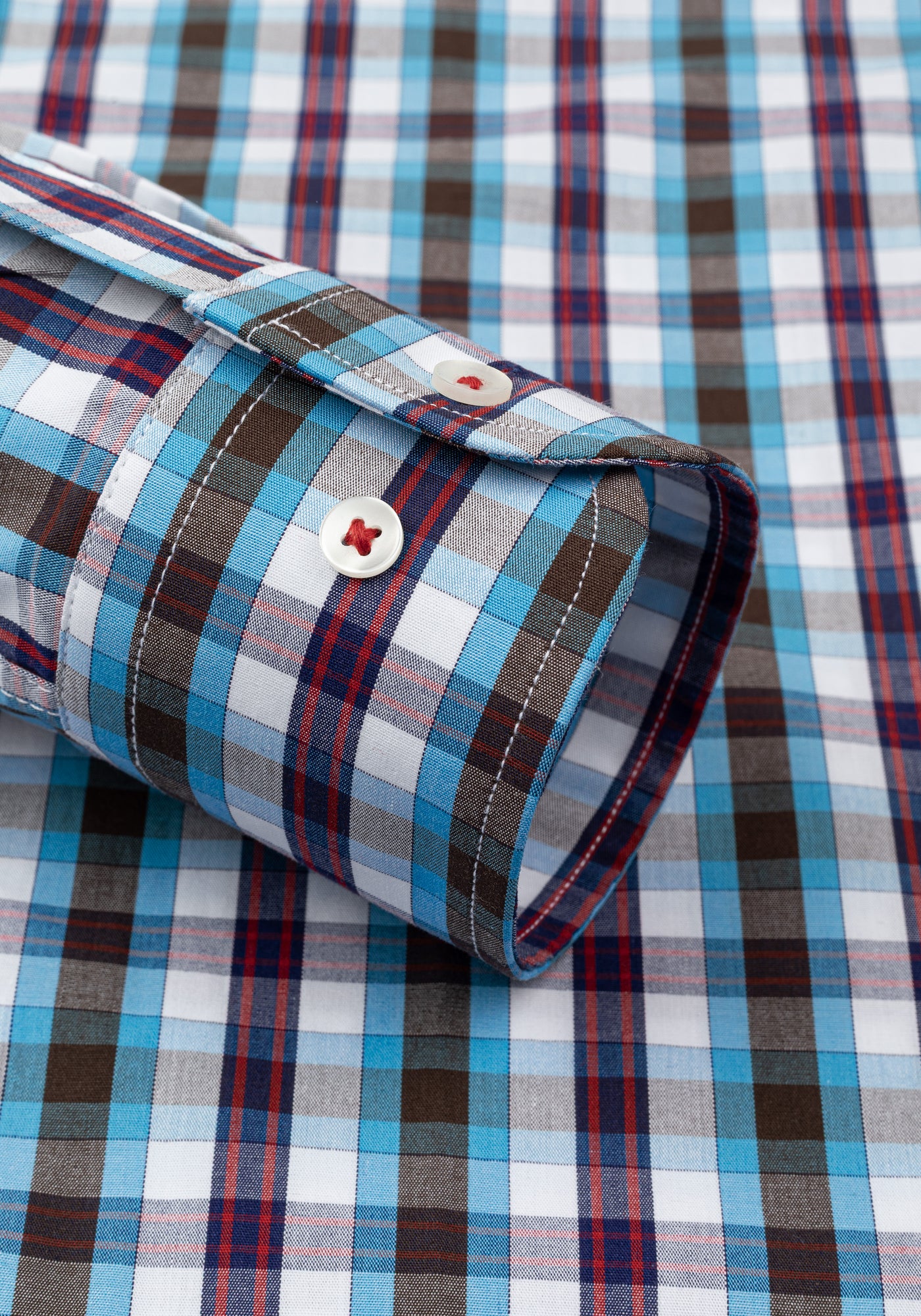 Aqua Blue Checked Poplin Shirt