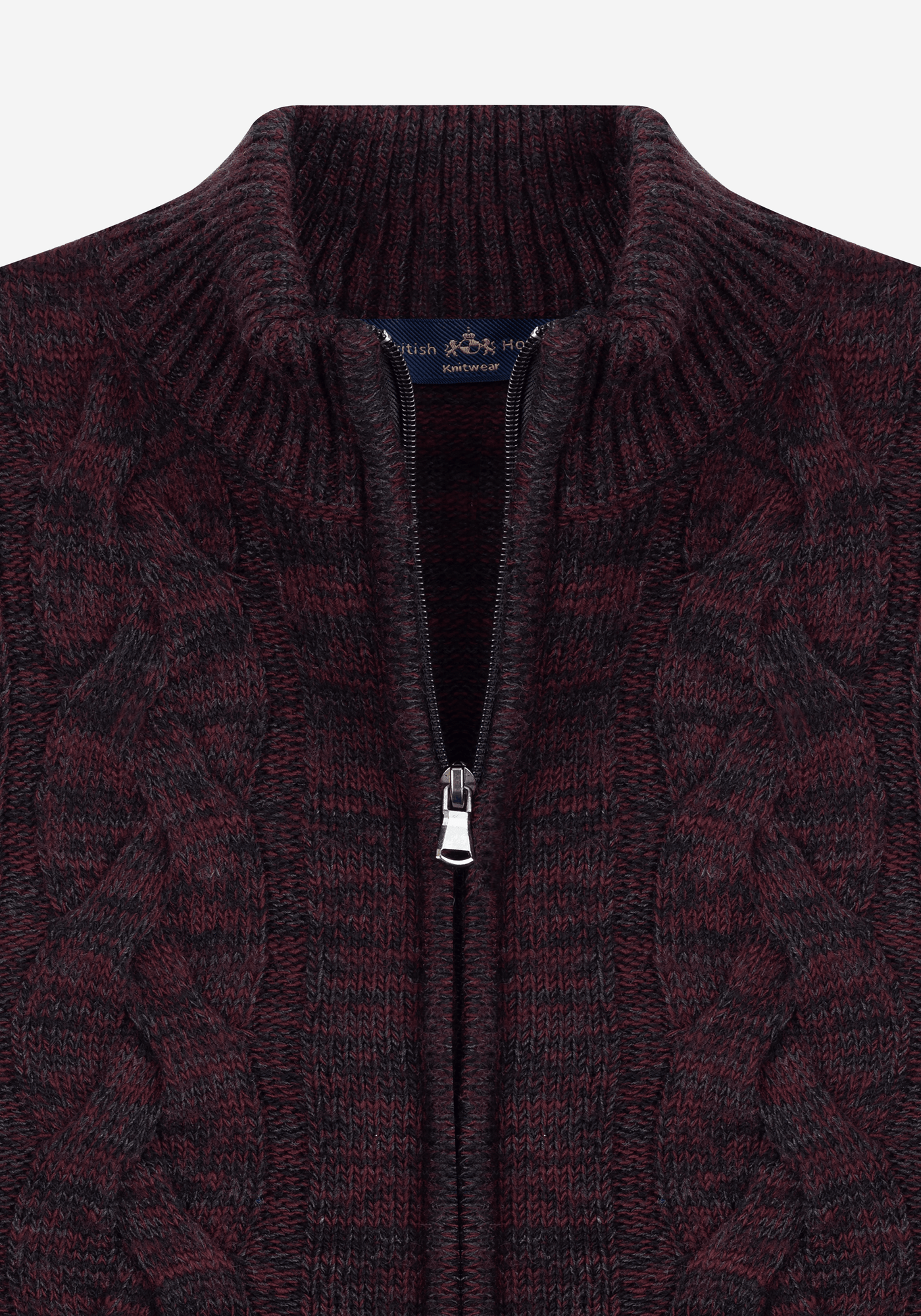 Rustic Burgundy Braided Zipped Pullover