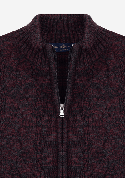 Rustic Burgundy Braided Zipped Pullover