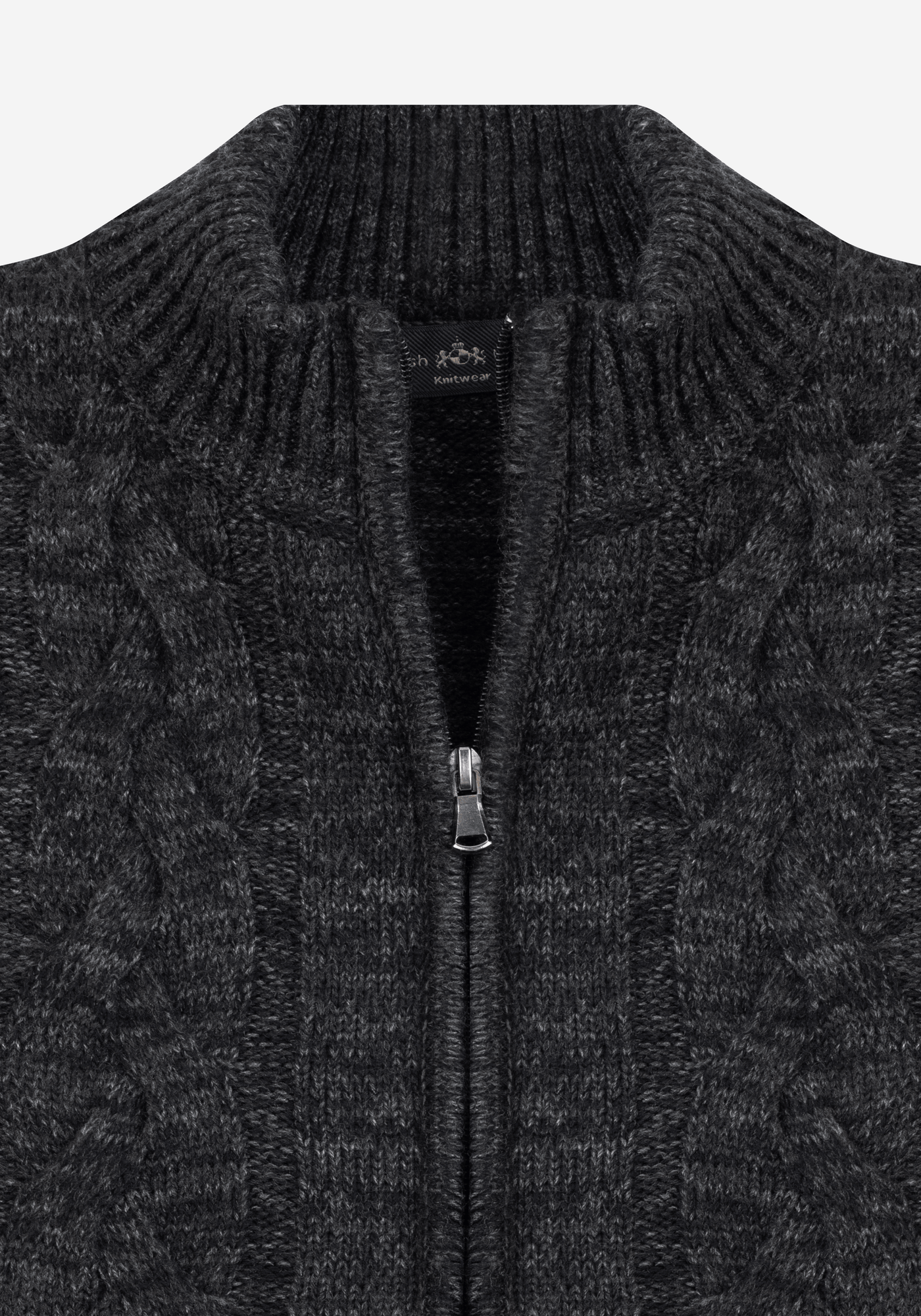 Carbon Black Braided Zipped Pullover