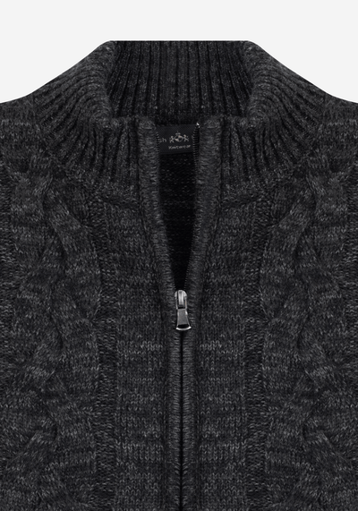 Carbon Black Braided Zipped Pullover