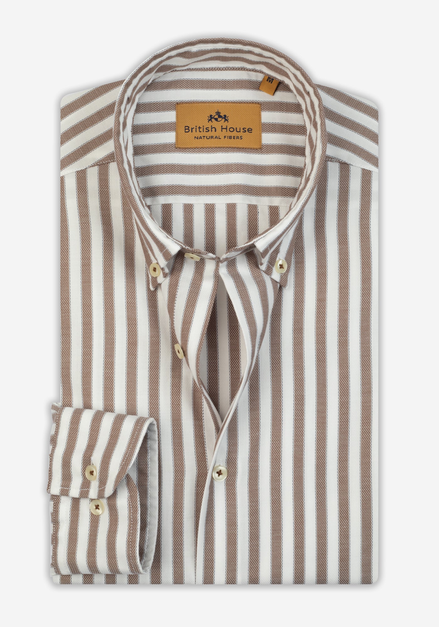 Rustic Brown Stripe Washed Two-Ply Oxford Shirt