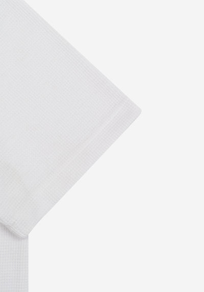 Swan White Cotton Waffle Polo Shirt