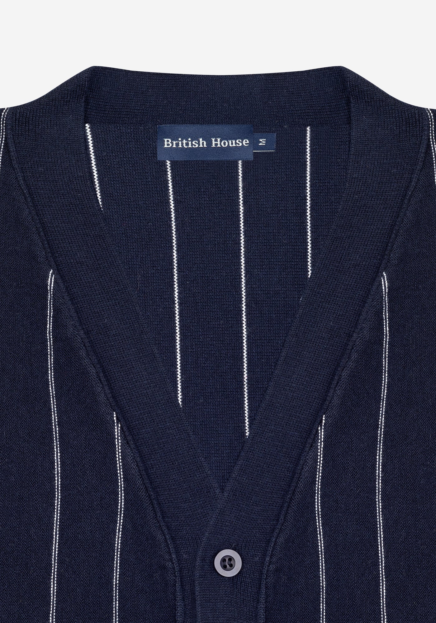 Arctic Navy Stripe Merino Wool Blend Cardigan