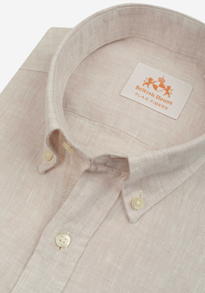Palm Beige Belgian Linen Shirt