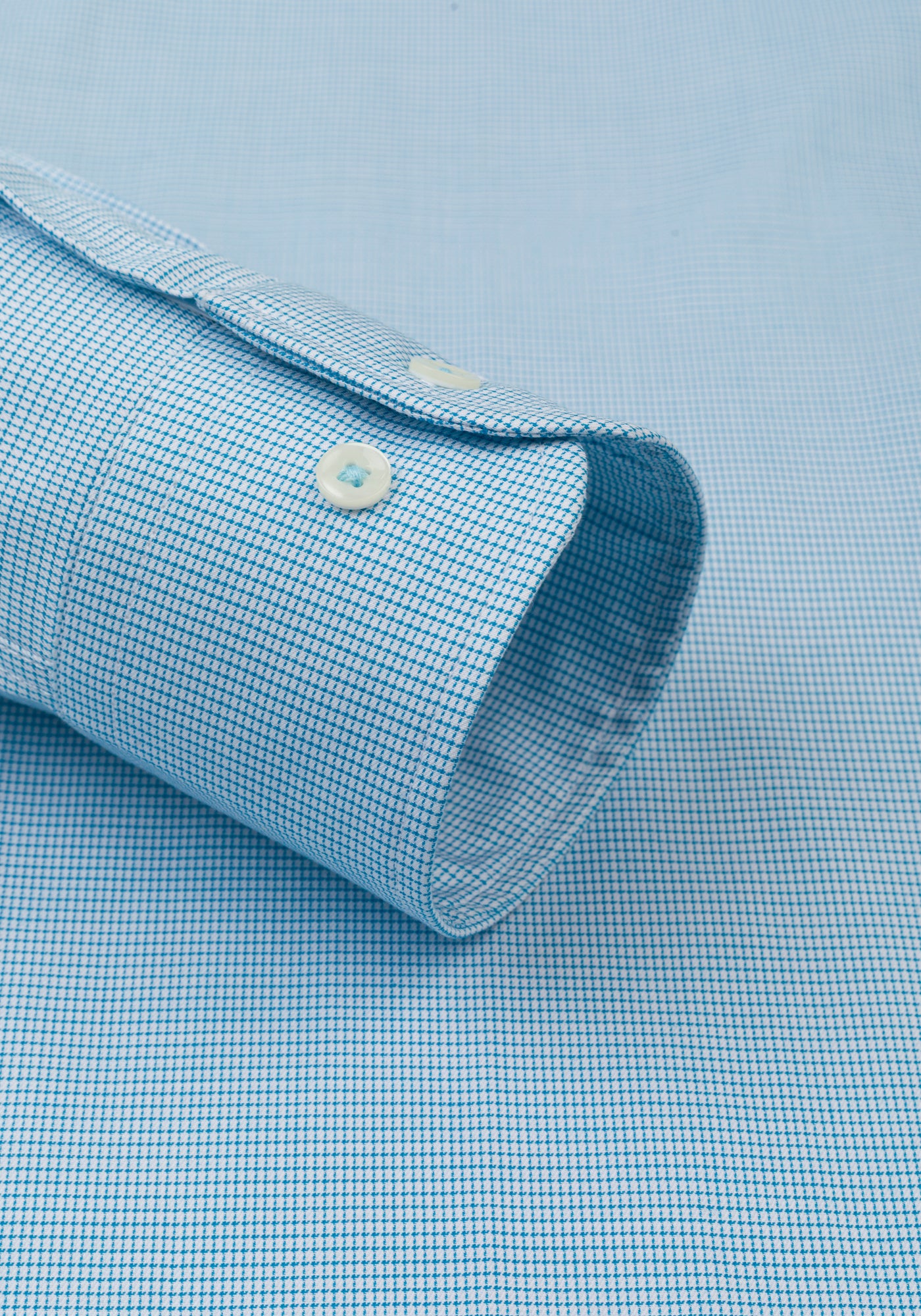 Aqua Blue Checked Mini Houndstooth Shirt