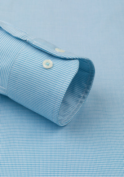 Aqua Blue Checked Mini Houndstooth Shirt