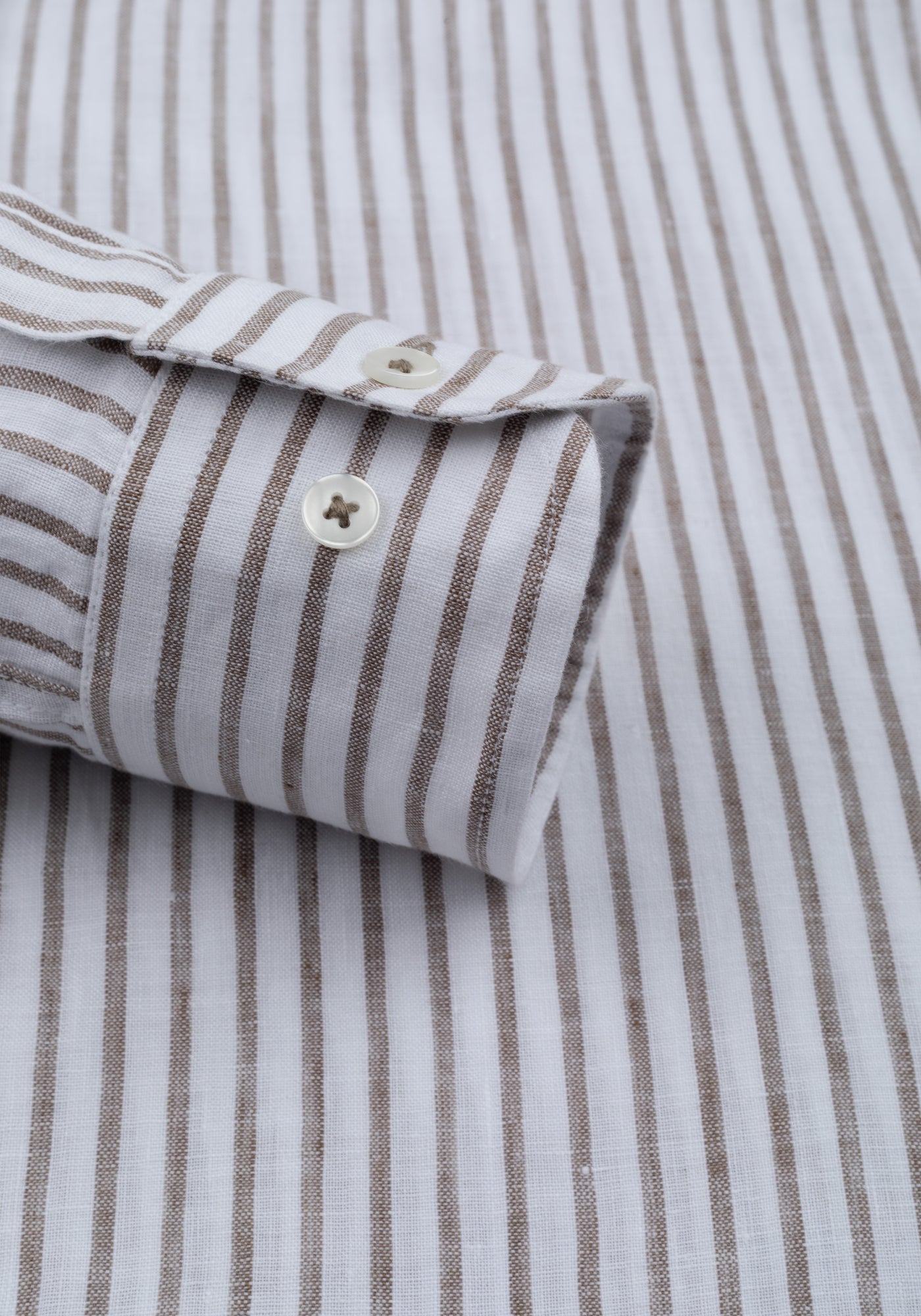 Clay Beige Stripe Belgian Linen Shirt