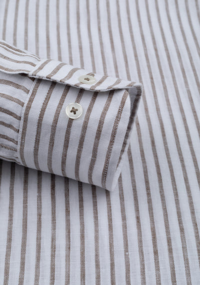 Clay Beige Stripe Belgian Linen Shirt