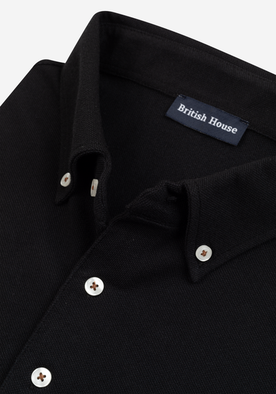 Grit Black Cotton Polo Shirt