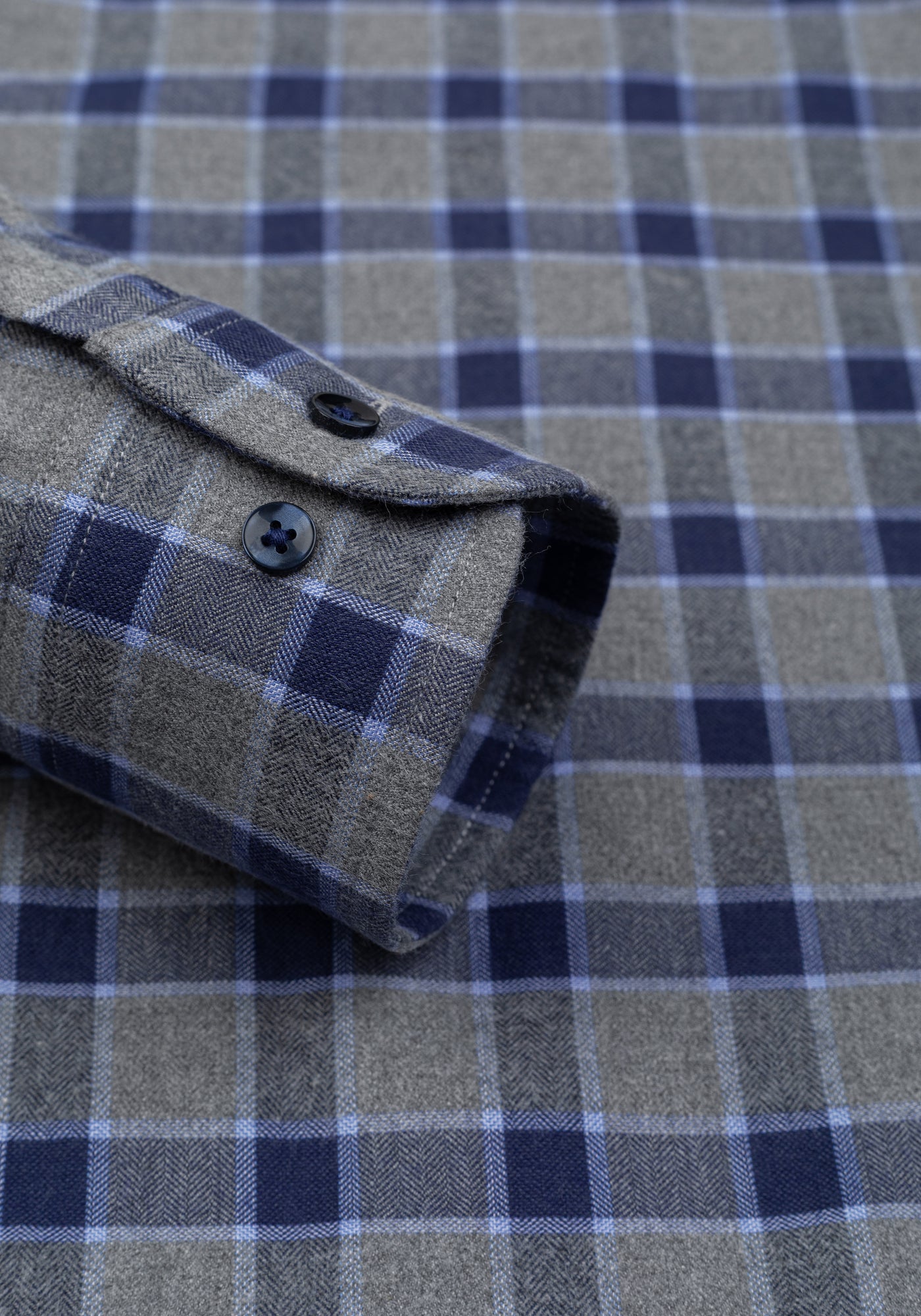 Royal Blue Grey Checked Flannel Shirt