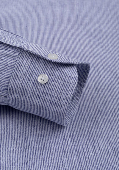 Atlantic Blue Stripe Belgian Linen Shirt