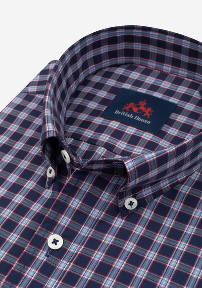 Galaxy Navy Checked Oxford Shirt