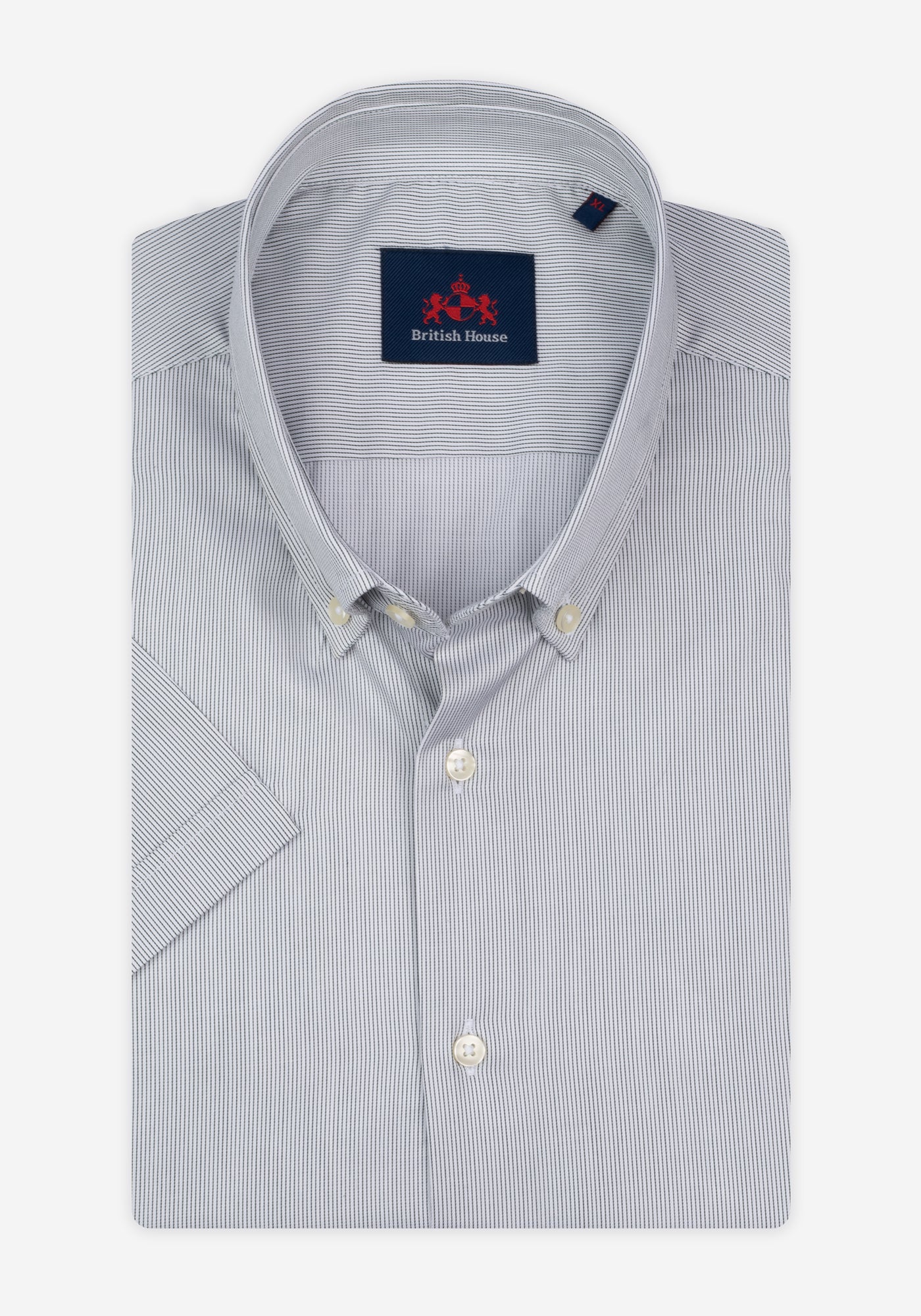 Deep Dark Olive Stripe Twill Shirt - Short Sleeve
