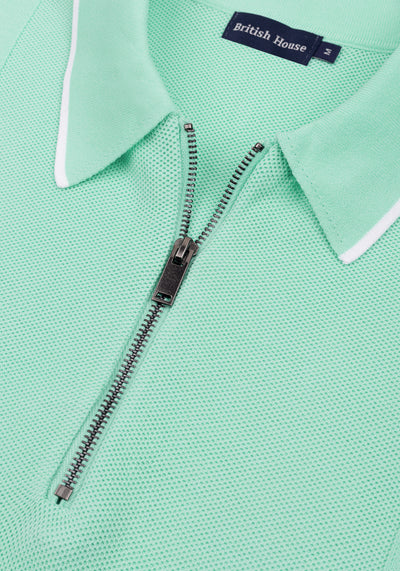 Coastal Mint Polyamide Knitted Polo Shirt