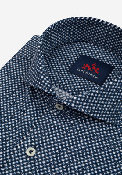 Dusk Navy Printed Poplin Shirt