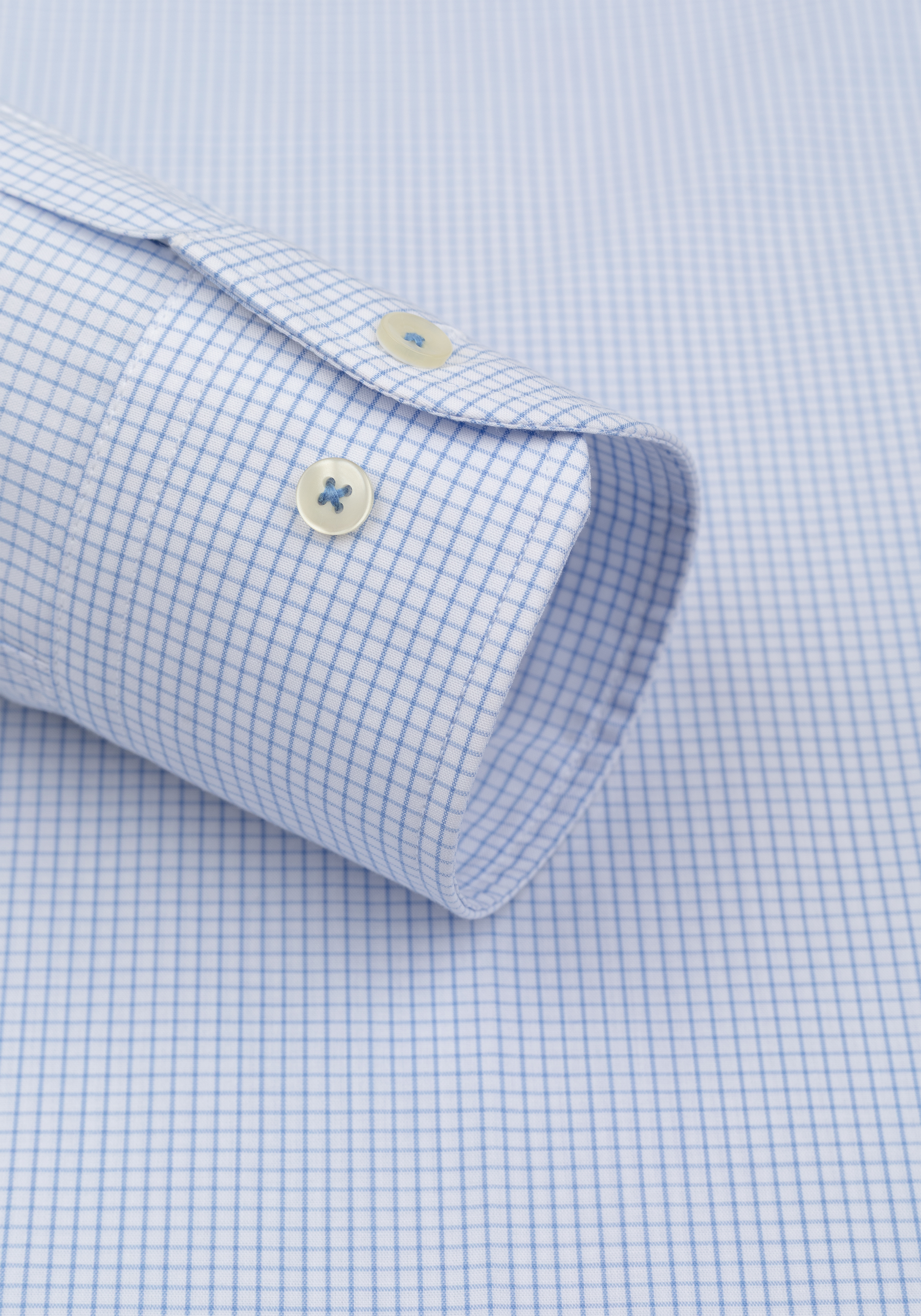 Light Blue Checked Poplin Shirt