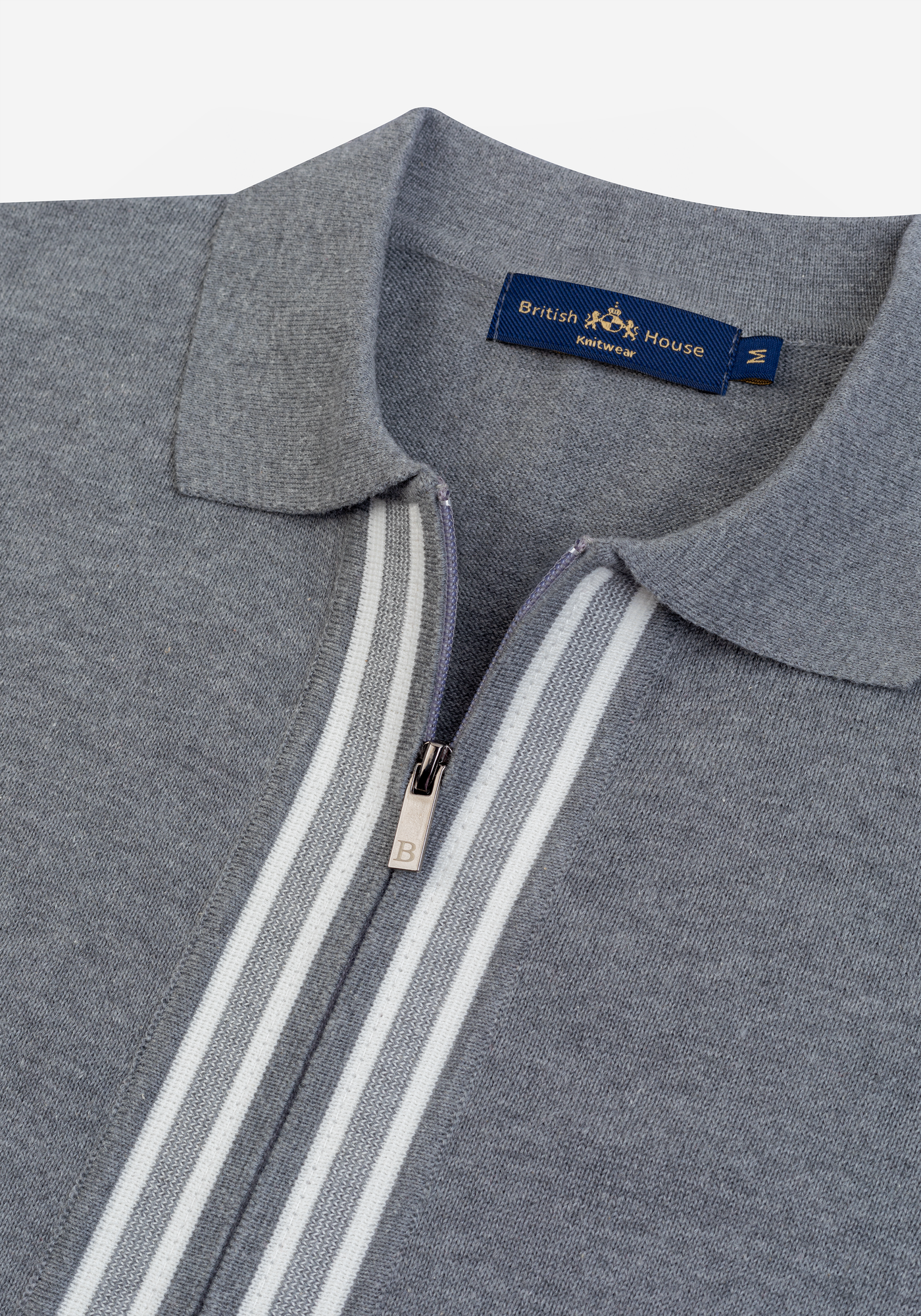 Powder Grey Zip Cotton Pullover
