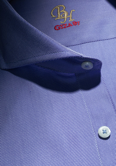 Giza 87 Cotton Silent Blue Stripe Fine Twill Shirt