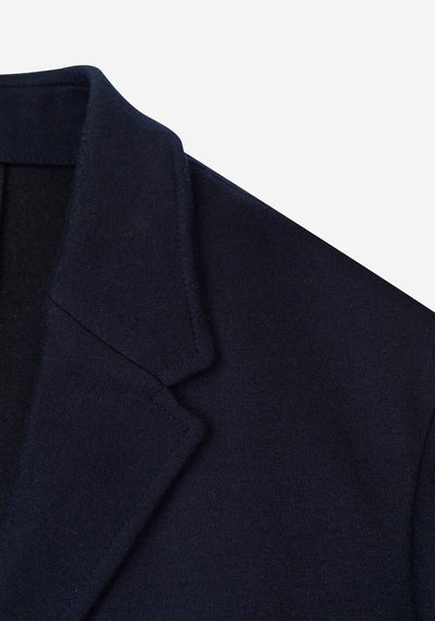 Hollow Navy Boiled Wool Jacket