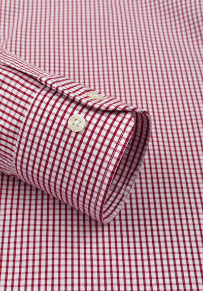 Garnet Red Checked Poplin Shirt