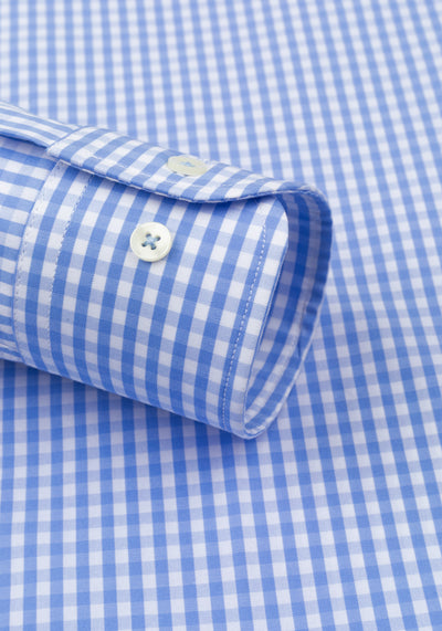 Faded Blue Checked Poplin Shirt