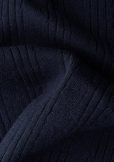 Frost Navy Double-Zipped Merino Wool Blend Pullover