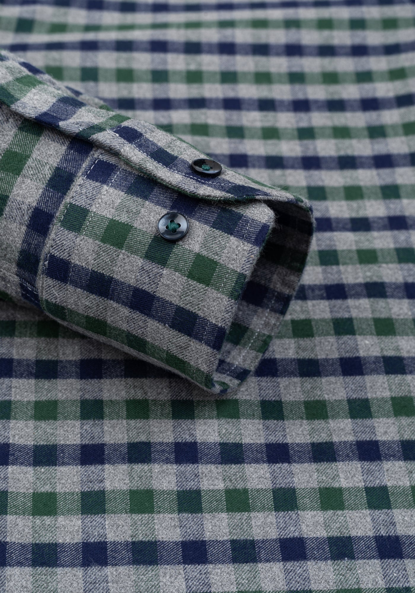 Marine Navy Green Checked Flannel Shirt