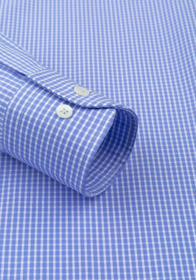 Powder Blue Checked Poplin Shirt